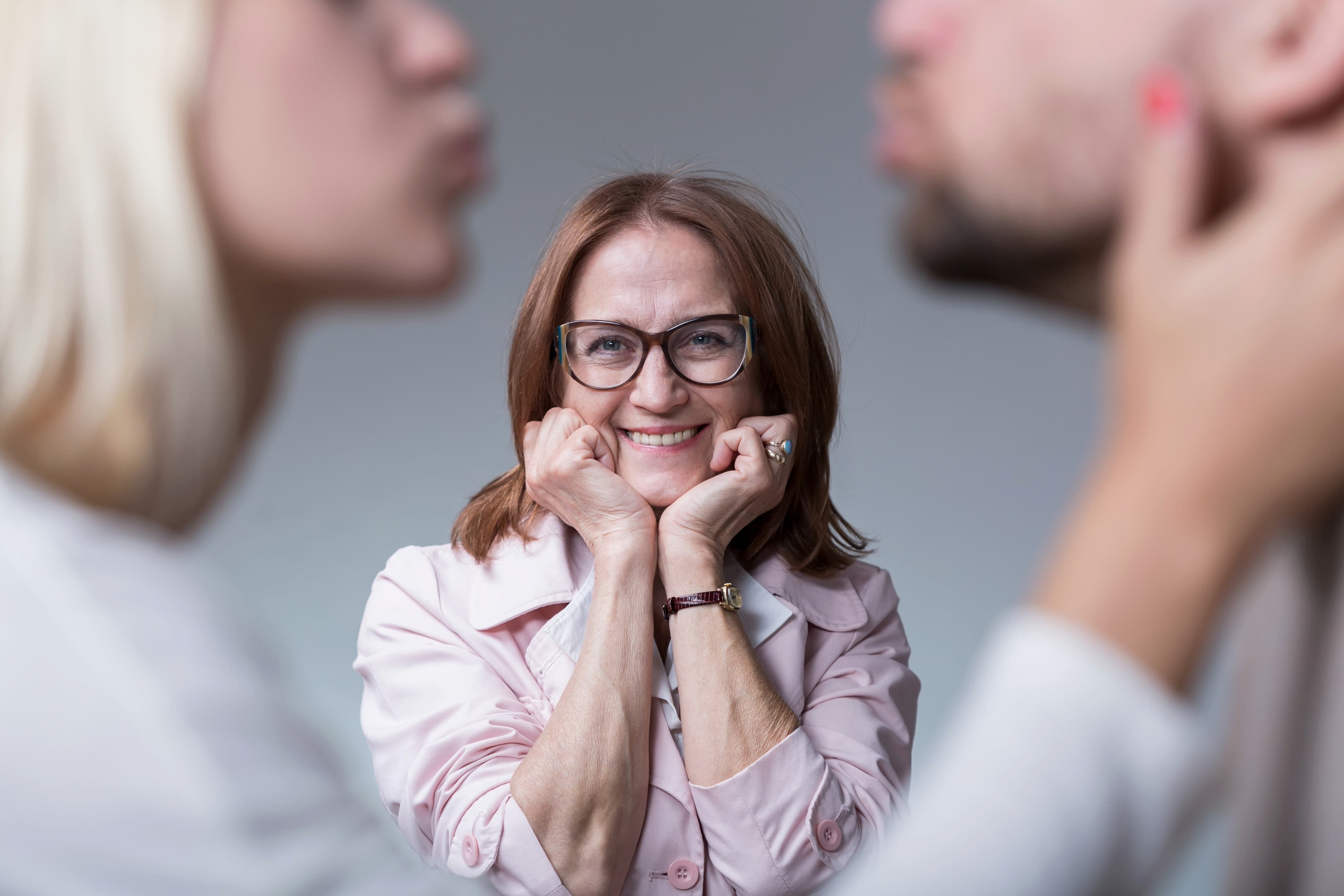 Mother-in-law being a busybody in front of the newlywed couple