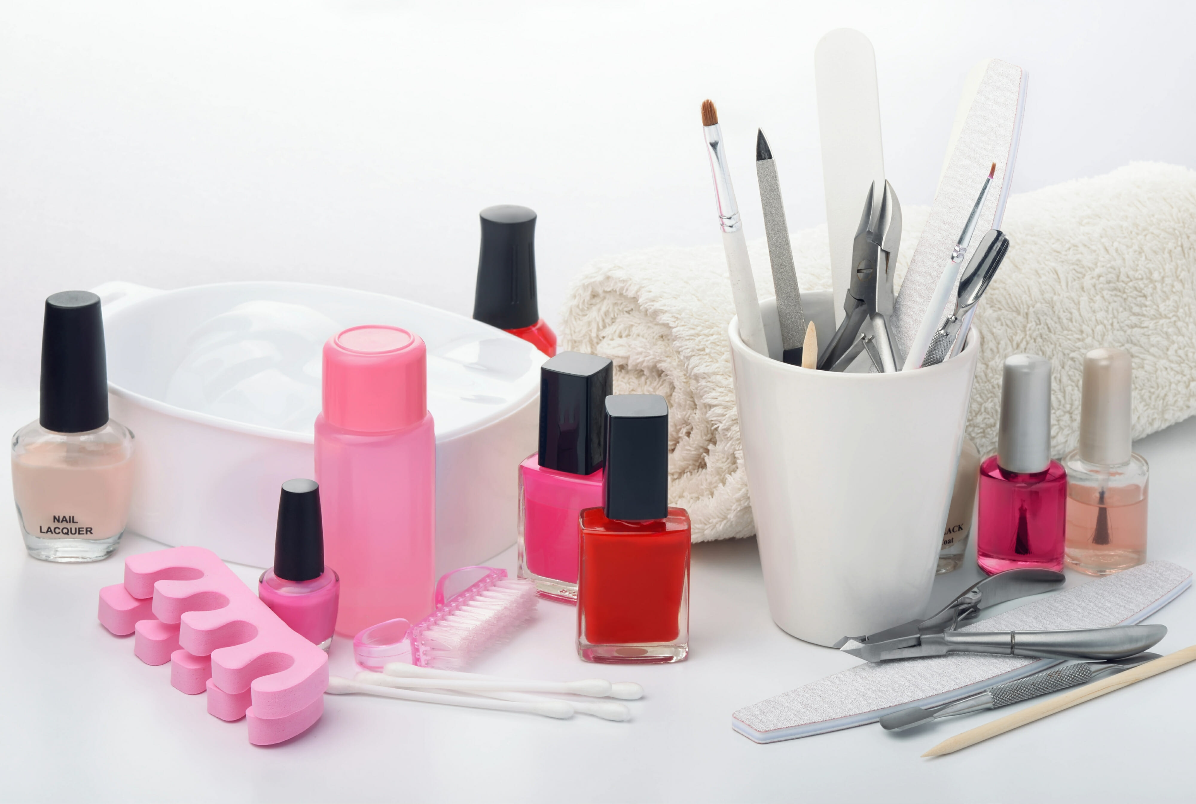 Various nail products on a table