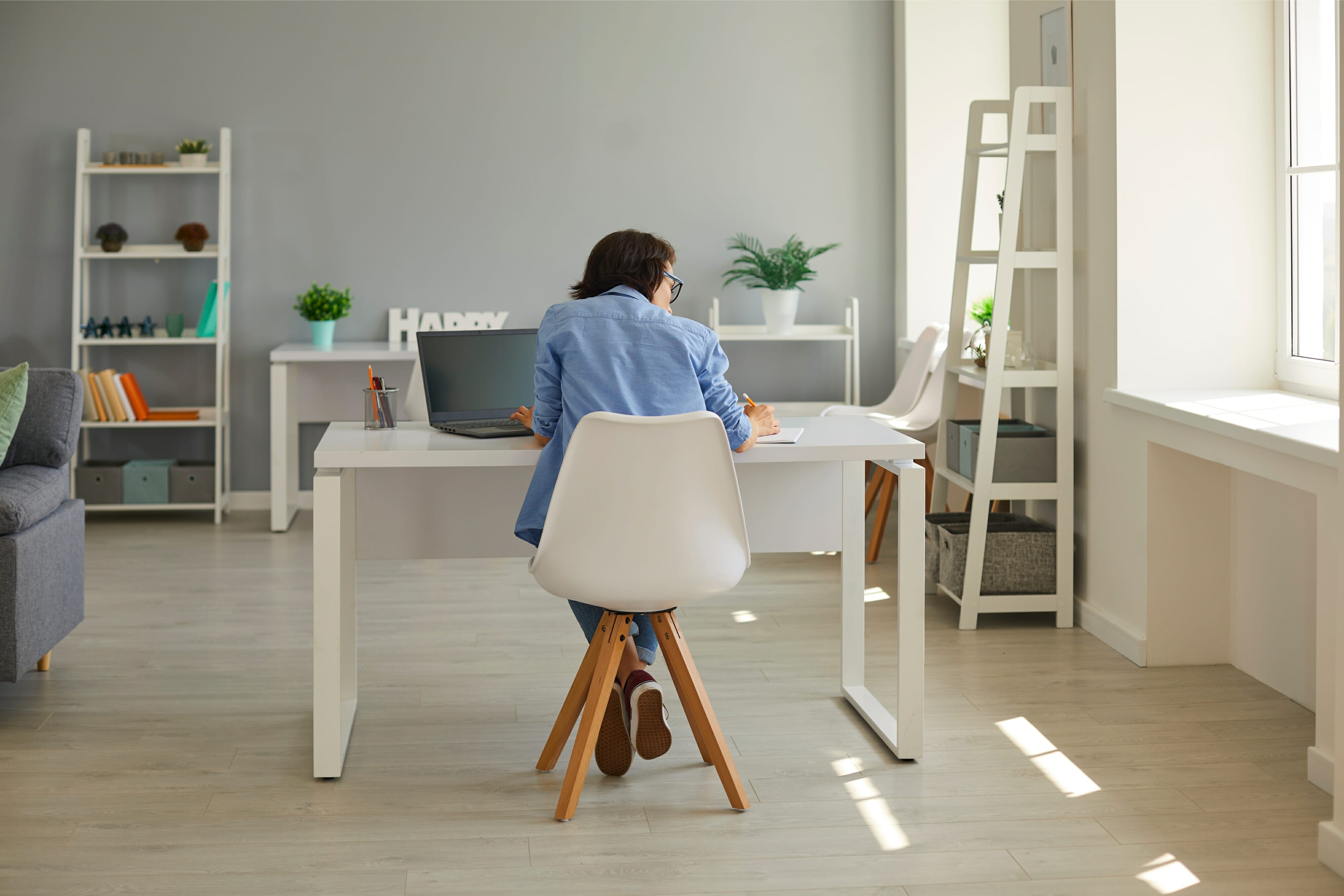 Woman sitting too long in front of the computer